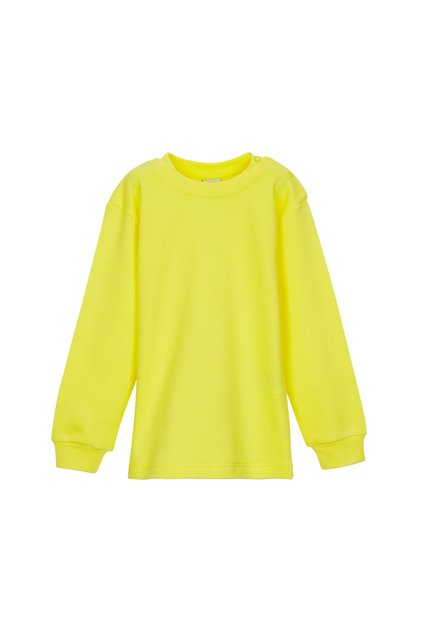 Phosphorescent Yellow Basic Girls' Snap-Crew Neck Winter Long Sleeve T-Shirt