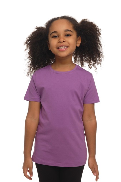 Light Purple Basic Unisex Kids Crew Neck Short Sleeve T-Shirt