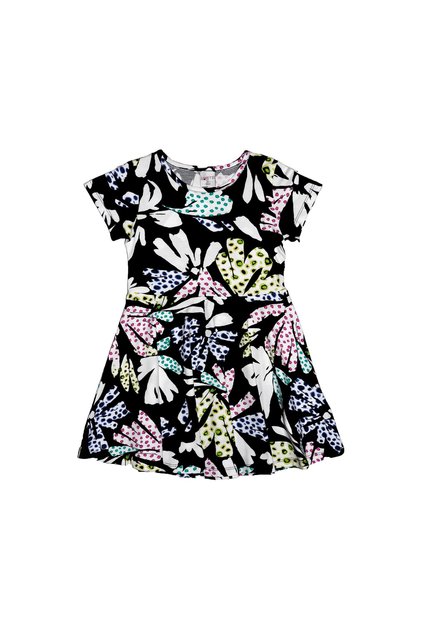 Girl's Print Cutouts Leaf Short Sleeve Dress