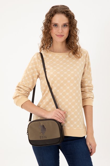 Women's Khaki Quilted Crossbody Bag 50300301-Vr027
