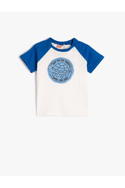 T-Shirt Turtle Printed Short Sleeve Crew Neck Cotton