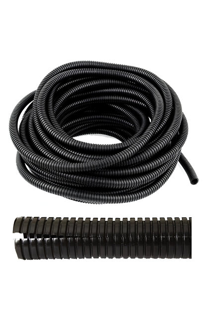 26mm Yarıklı Spiral Hortum Kablo Gizleme İzolasyon Borusu Esnek Siyah