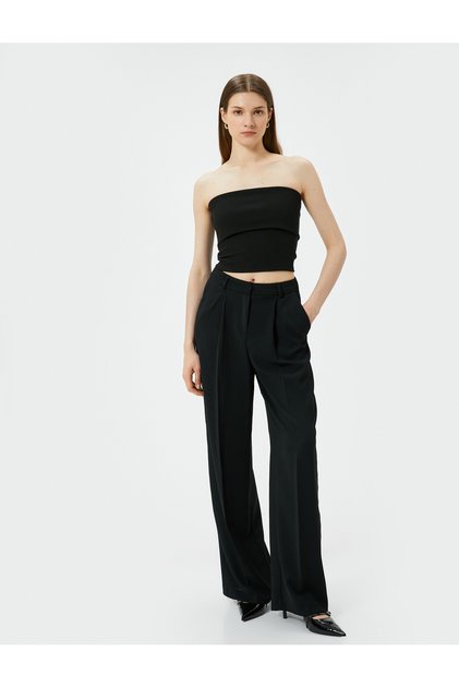 Strapless Layer-Detail Ribbed Slim-Fit Top