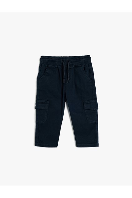 Cargo Pants Tie Waist Pocket Cotton