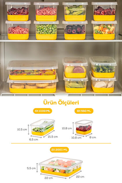 Vienev 14'lü Set Yumuşak Tabanlı Difriz Saklama Kabı - Derin