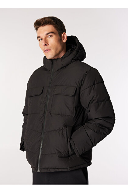 Jack & Jones Siyah Erkek Mont 12256858_JJBUILD PUFFER JACKET