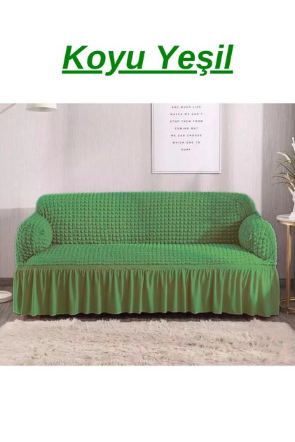 Bürümcük 3-Seater Sofa Cover. Stretch Stretch Elasticated Sofa Bed Couch Cover with Skirt