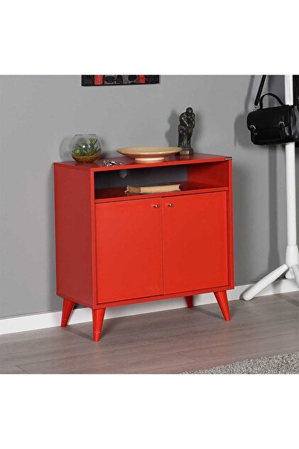 Adore Mobilya London Çok Amaçlı Dolap - Kırmızı 73x79x42 Cm (GXYXD