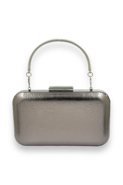 Platinum Leather Wrinkled Metal Handle Chain Strap Women's Evening Dress Bag Wedding Graduation Prom Bag