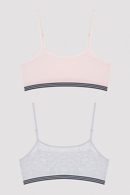 Multicolored Girl's Black Striped Half Tank Top