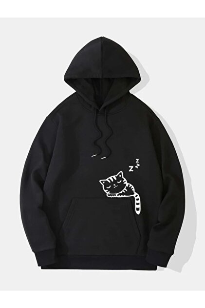 Genel Markalar Unisex Siyah Anime Jujutsu Kaisen Kapüşonlu Hoodie