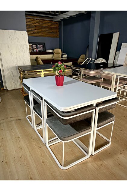 ONLİNEALSAN Lego Gold Mutfak Masası Gizlenebilir Sandalyeli Akıllı