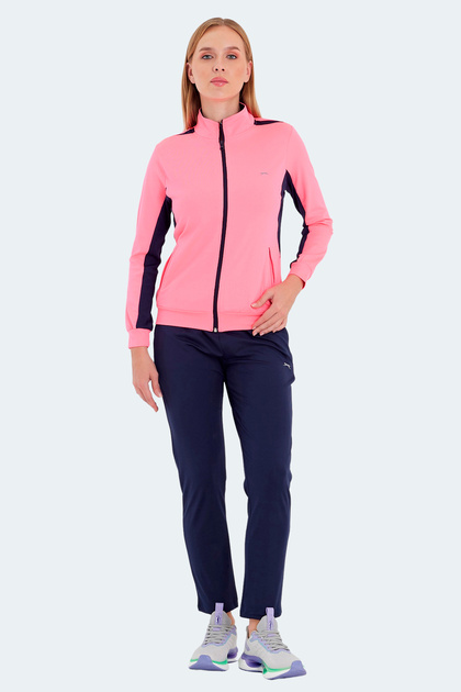 Rector Women's Fuchsia Tracksuit Set with Zipper, Stand Collar and Pockets
