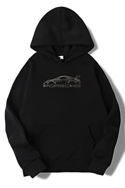 BRZ COLLECTION Unisex Oversize Rexy Porsche Green Hoodie Siyah