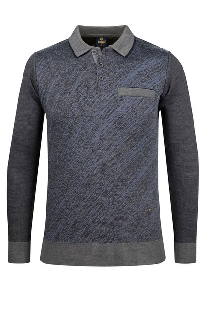 Men's Oversized Polo Neck Knitwear Gray Sweater Patterned Steel Knit Classic Fit - 5012Fb