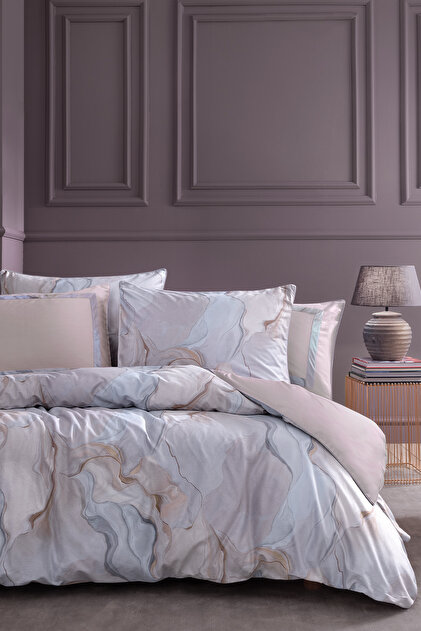 Charme Valeri Double Velvet Satin Duvet Cover Set - Powder
