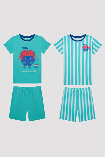 Boy's Apples Multicolored 2-Piece Pajama Set