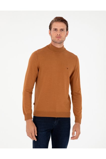 Brown Slim Fit Half Turtleneck Basic Knitwear Sweater 50296614-Vr163