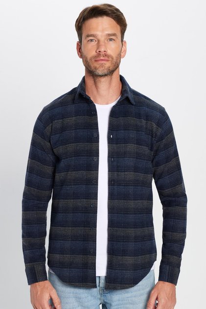 Men's Slim Fit Slim Fit Lumberjack Checked Winter Shirt