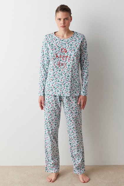 Light Gray Melange Happy Day Pajama Set
