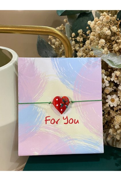 Polka Dot Kokina Floral Heart Glass Murano Bracelet New Year Themed Christmas Bracelet