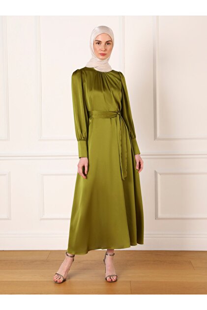 olive green dress with hijab Olive Empire Zip Abaya main image 0