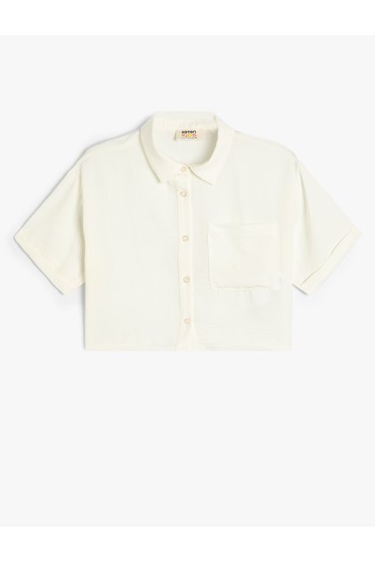 Crop Shirt Short Sleeve Pocket Detail