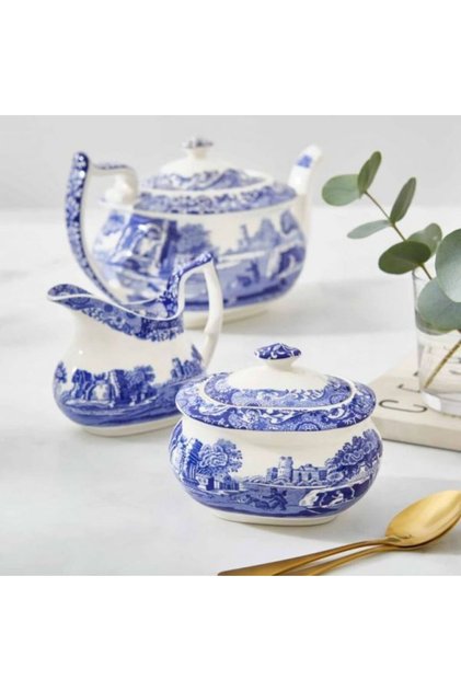 Blue Italian Porselen Şekerlik