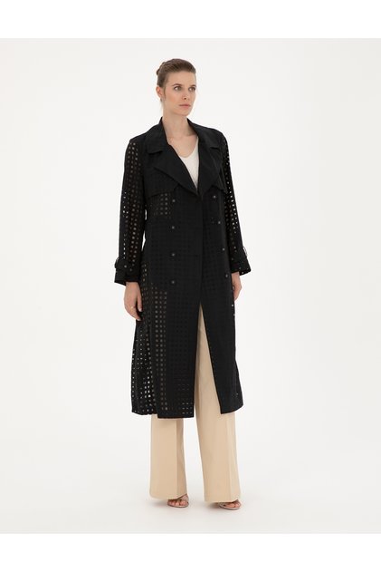 Black Regular Fit Trench Coat 50282821 -Vr046
