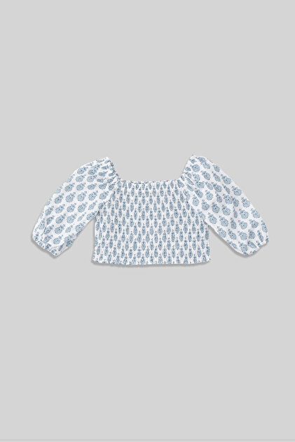 Jodan Blue Cotton Bohemian Girl's Blouse