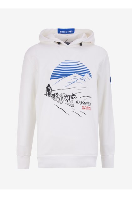 Kırık Beyaz Erkek Kapüşon Yaka Lastikli Bel Jogger Sweatshirt D4WM-SWT3255