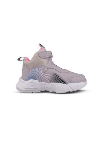 Büyük Kız Çocuk Bağcıklı / Velcro Gri-Pembe Sneaker Bot