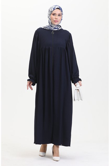 Robadan pleated abaya 1052-04 navy blue