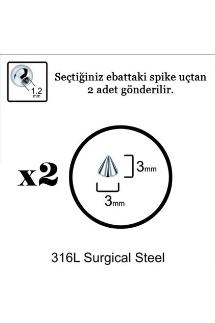 Spike Piercing Ucu Cerrahi Çelik Piercing Topu (2 adet)