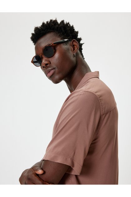 Summer Shirt Short Sleeve Turn-Down Collar Buttoned Viscose Fabric
