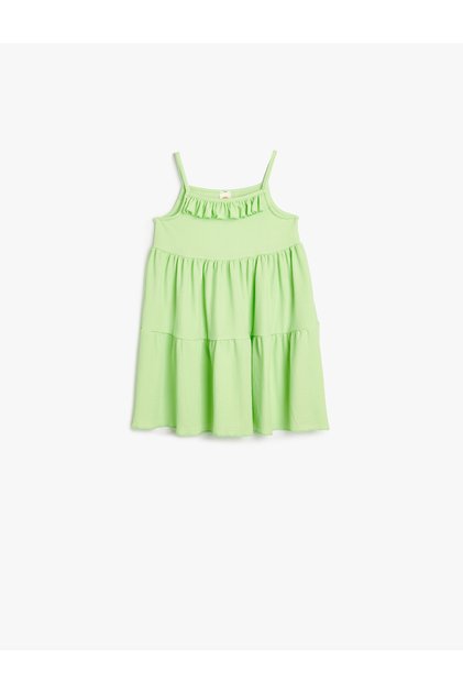 Dress Thin Straps Cascading Ruffle Detail