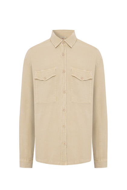 Men's Beige Color Relax Fit Lyocell Shirt