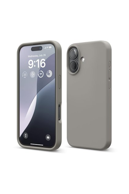 iPhone 16 Uyumlu Kılıf Içi Kadife Kamera Yükseltili Lansman Silikon Kapak Gri