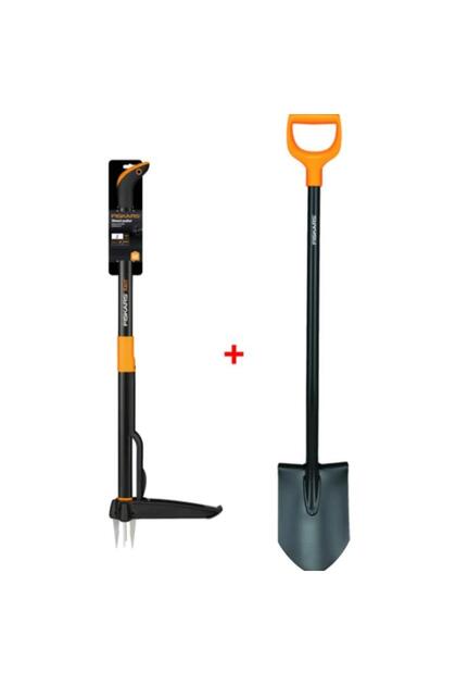 FiSKARS Yabani Ot Sökücü + Solid Sivri Uçlu Bahçe Küreği - Fiyatı