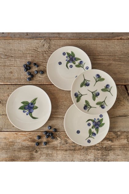 Blueberry Porcelain Set of 4 Cake Plates Purple (19 cm)