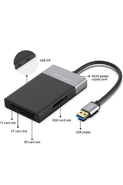 Çoklu XQD Kart Okuyucu 6in1 Fonksiyonlu 3.0 x 2 USB Girişi XQD TF CF SD Card Reader