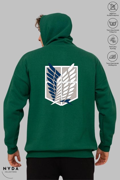 Unisex Hoodie Oversize Long Sleeve Attack on Titan Printed Hooded Sweatshirt Oversize Cotton