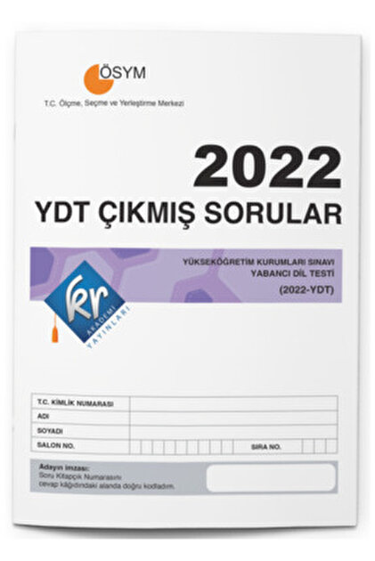KR Akademi Yayınları 2023 Ydt Çıkmış Sorular Tıpkı Basım Kitapçığı