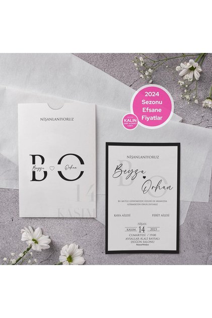 Kampanyalı Düğün, Nikah, Nişan Davetiyesi (50 Adet)