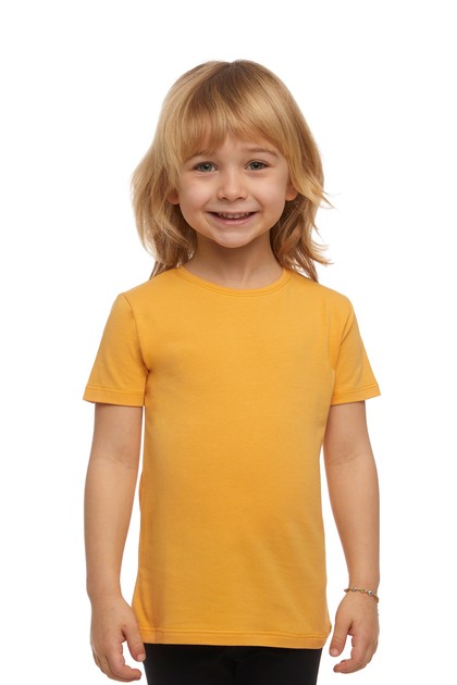 Melon Yellow Basic Unisex Children's Zero Neck Short Sleeve T-Shirt