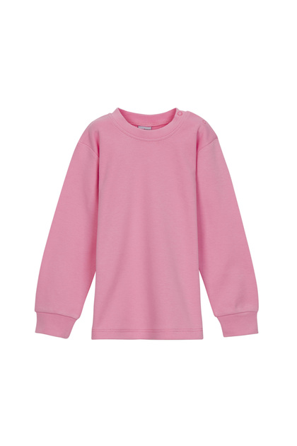 Pink Basic Girls' Snap-Crew Neck Winter Long Sleeve T-Shirt