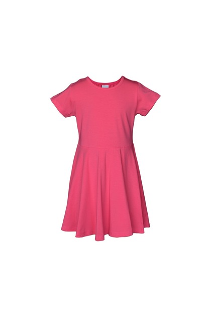 Pomegranate Flower Colorful Basic Short Sleeve Dress for Girls