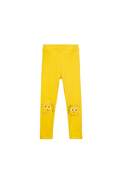 Yellow Crazy Eyes Printed Girls' Winter Tights