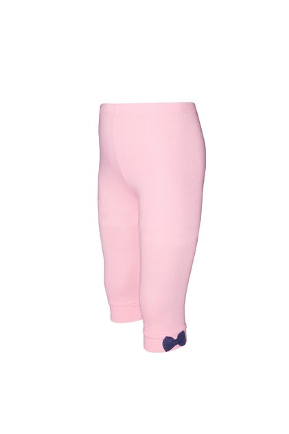 Uçuk Pink Basic Girls' Bowknot Below-Knee Leggings Capri