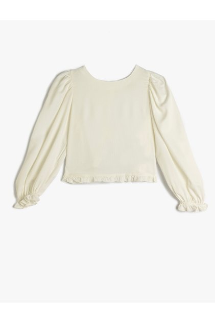 Blouse Long Sleeves Crew Neck Elastic Cuffs Viscose Fabric
